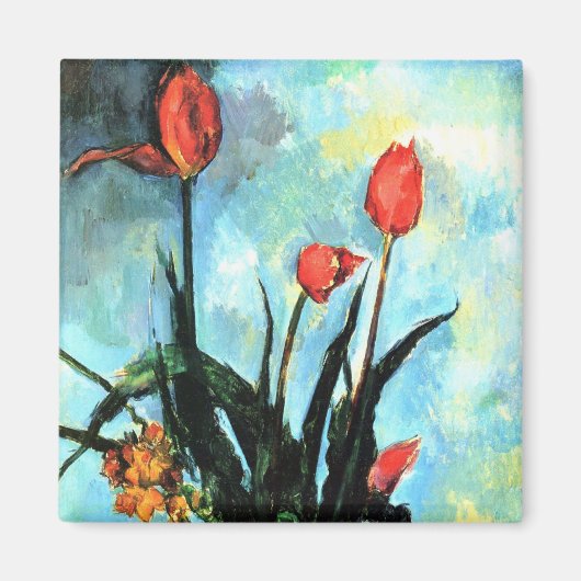 Tulpen in een Vase door Paul Cezanne, kunst Magneet (Voorkant)