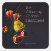 Tulpen in het donker vierkante sticker (Voorkant)