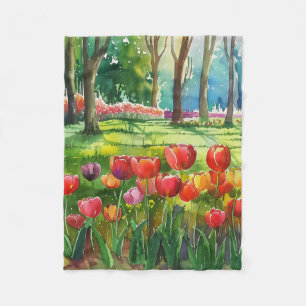 Tulpen in het park fleece deken