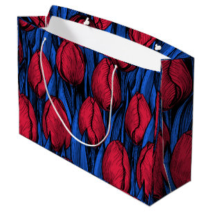 Tulpen in rood en blauw groot cadeauzakje