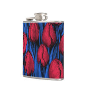 Tulpen in rood en blauw heupfles (Links)