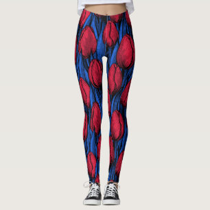 Tulpen in rood en blauw leggings