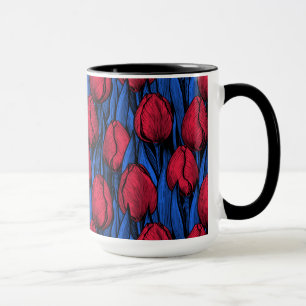 Tulpen in rood en blauw mok