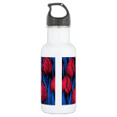 Tulpen in rood en blauw waterfles  (Achterkant)
