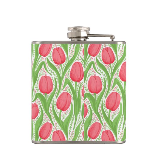 Tulpen in rood en groen heupfles (Achterkant)