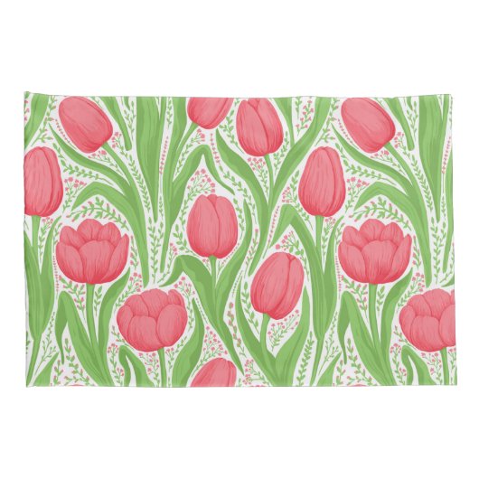 Tulpen in rood en groen kussensloop (Achterkant-Rechts)