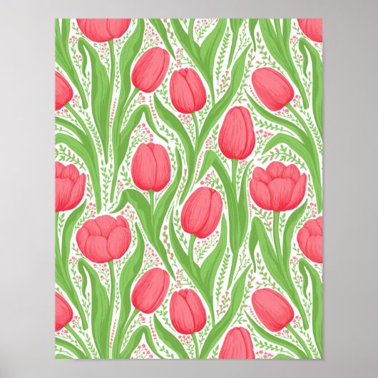 Tulpen in rood en groen poster (Voorkant)