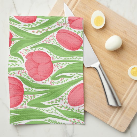 Tulpen in rood en groen theedoek (Quarter Fold)