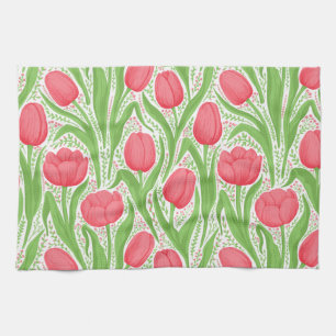 Tulpen in rood en groen theedoek