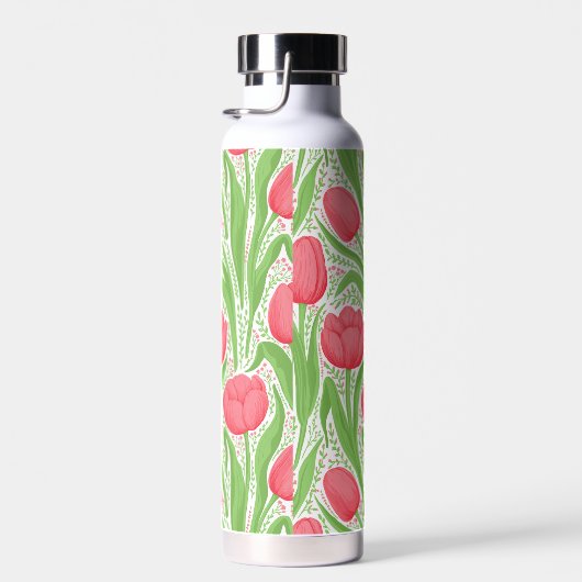 Tulpen in rood en groen waterfles (Rechts)