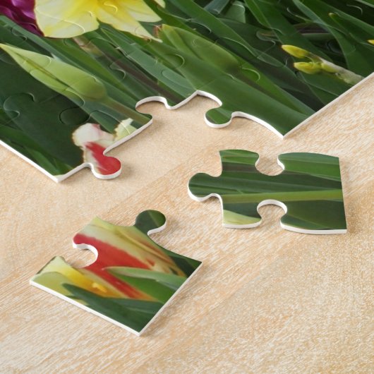 Tulpen in Springtime tuinpad kleurrijk groot Legpuzzel (Zijkant)