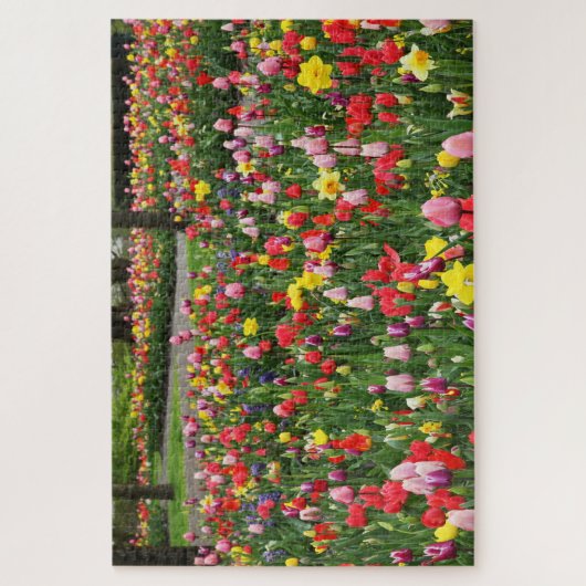 Tulpen in Springtime tuinpad kleurrijk groot Legpuzzel (Verticaal)