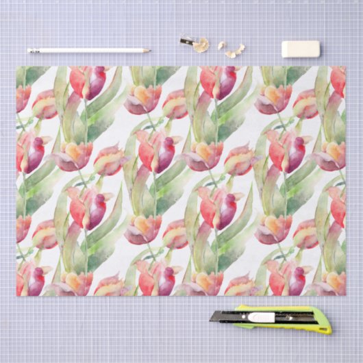 Tulpen in Springtime-Waterverf Tissuepapier (Craft)