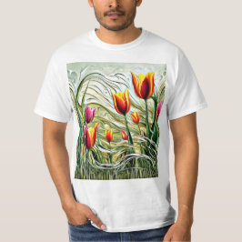 Tulpen in wiegend gras t-shirt