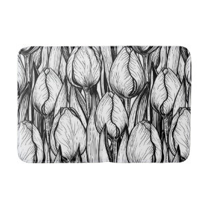 Tulpen in zwart-wit badmat