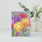 Tulpen, kleurrijke bloemen, met hand geverfd Briefkaart (Staand voorkant)