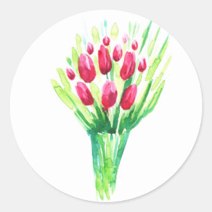 Tulpen lichte aangepaste sticker. Bloemen kleurrij Ronde Sticker