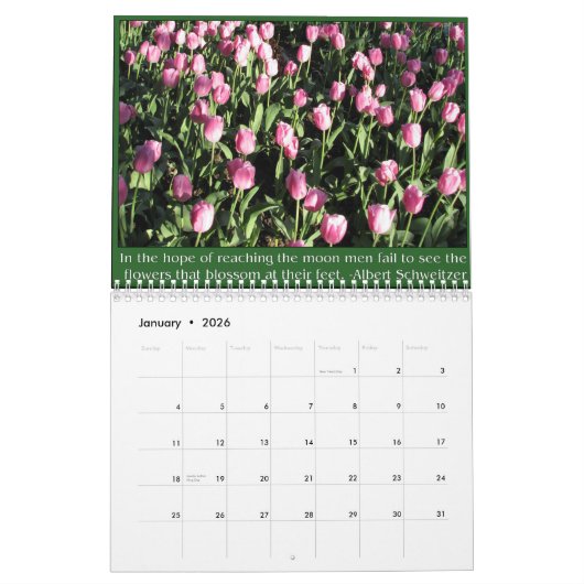 Tulpen met offertes en Gezegden Kalender (Jan 2026)