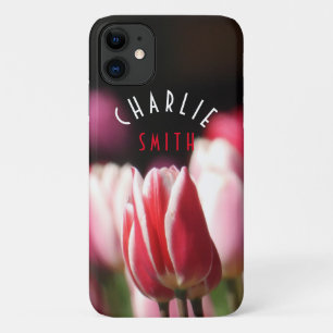 Tulpen met rode en witte (en roze) *Personalize* iPhone 11 Hoesje