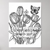 Tulpen met vlinder Kleurplaat Printable Poster (Voorkant)