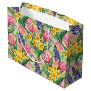 Tulpen, Narcissen, Hyacinten in Alcohol Inkt Stijl Groot Cadeauzakje