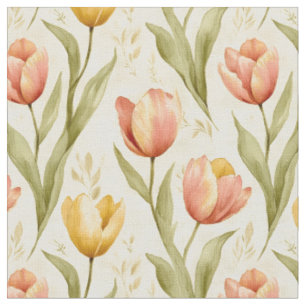 Tulpen op Bleek geel Stof