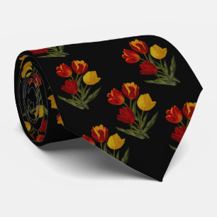 Tulpen op zwart stropdas