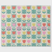 tulpen patchwork patroon cadeaupapier (Vlak)