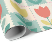 tulpen patchwork patroon cadeaupapier (Rol Hoek)