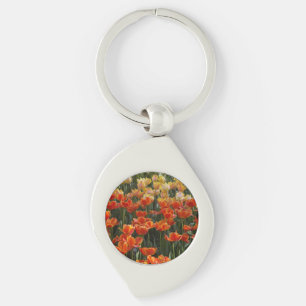 Tulpen Ronde Metalen Sleutelhanger