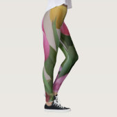 Tulpen roze groene gele bloemen Leggings (Rechts)