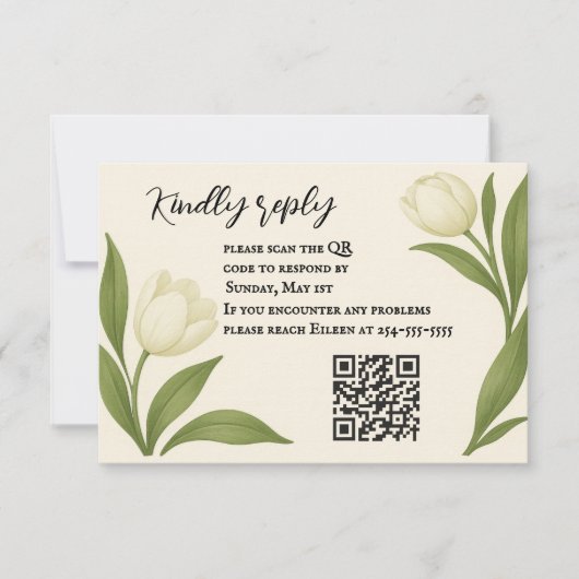 Tulpen Sonate QR Code RSVP Kaart (Voorkant)