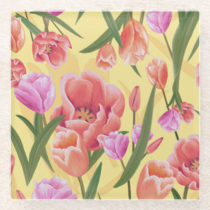 Tulpen tuin glazen onderzetter