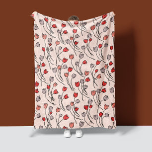 Tulpen Tuin In Roze Fleece Deken