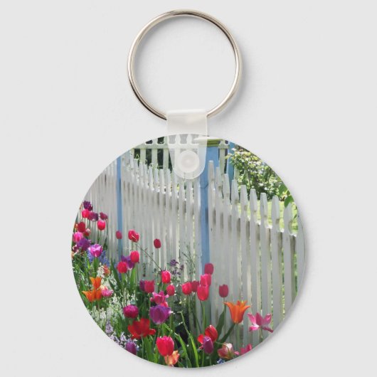 tulpen tuptuinwitte omheining Cape May NJ foto Sleutelhanger (Voorkant)