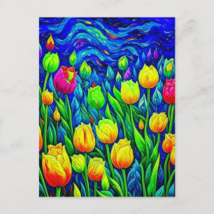 Tulpen van Gogh Stijl Briefkaart