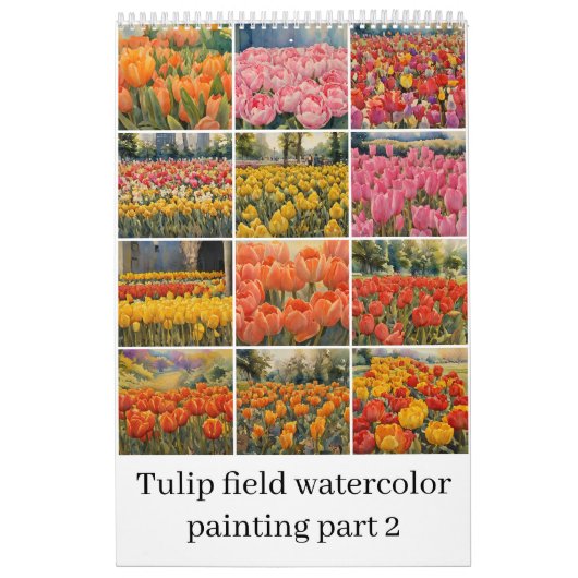 Tulpen veld waterverf schilderij 2 kalender (Hoes)