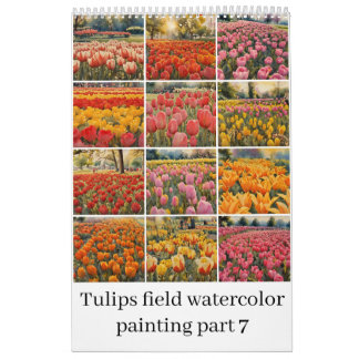 Tulpen veld waterverf schilderij 7 kalender