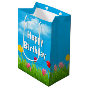 Tulpen Verjaardags Midden Geschenkentas Medium Cadeauzakje