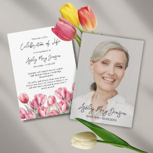 Tulpen viering van het leven Foto rouwdienst Kaart