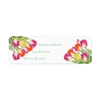 Tulpen & vlinder wit Vrijgezellenfeest Etiket