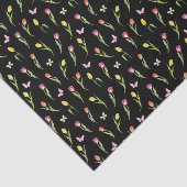 Tulpen & Vlinders Zwart Patroon Tissuepapier (Detail)