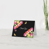 Tulpen & Vlinders Zwarte Bruiloftsdans Bedankkaart (Voorkant)