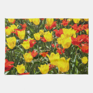 Tulpen voor rood en geel theedoek