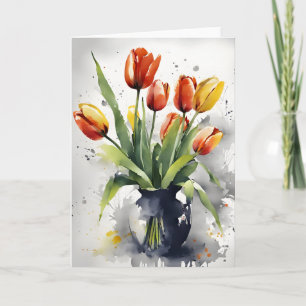 Tulpen - Watercolor bloemen Kaart