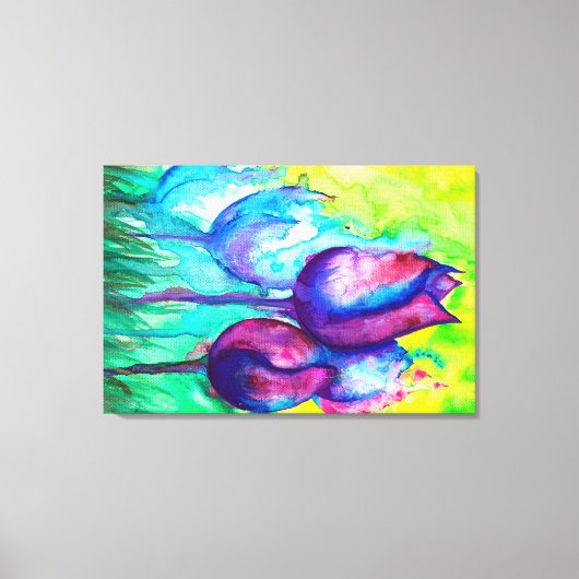 Tulpen Waterverf op canvas print (Voorkant)