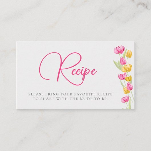 Tulpen Waterverf Roze Lente Vrijgezellenfeest Rece Informatiekaartje (Voorkant)