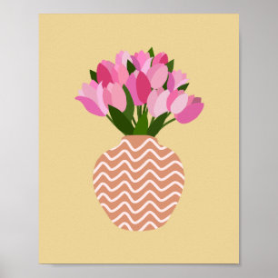 Tulpenarrangement geel en roze bloemen poster