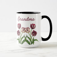 Tulpenbeker met naam en dieprode tulpen