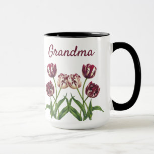 Tulpenbeker met naam en dieprode tulpen mok